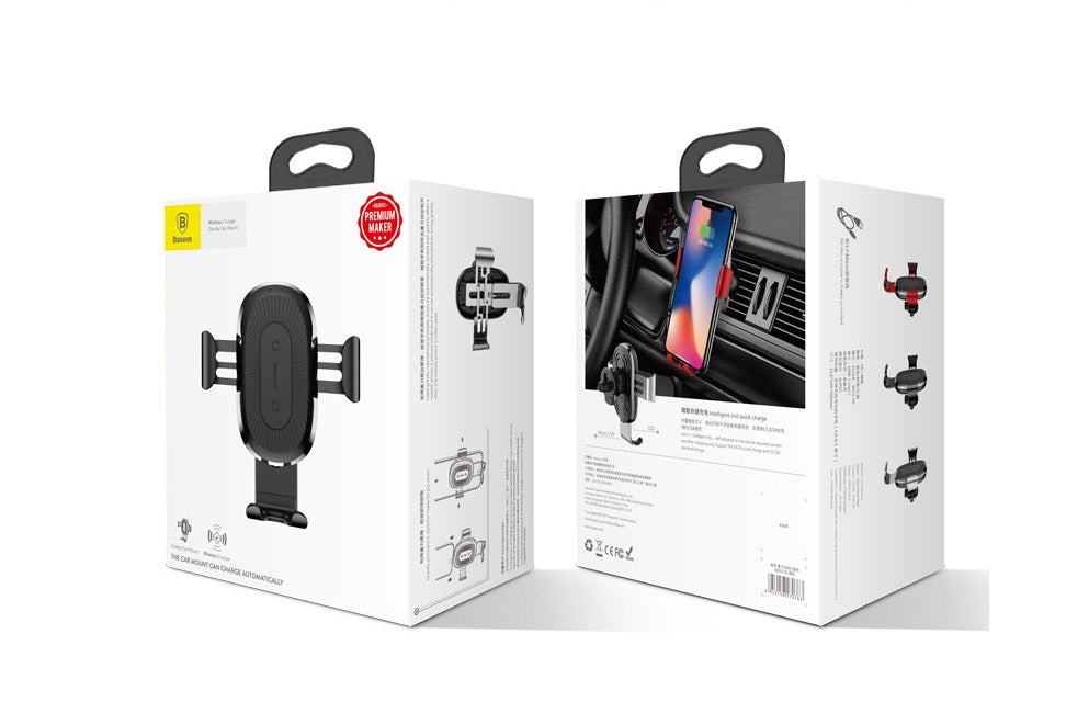 Încărcător Auto Wireless cu Suport Gravitațional – 2 în 1, Încărcare Rapidă pentru Mașină