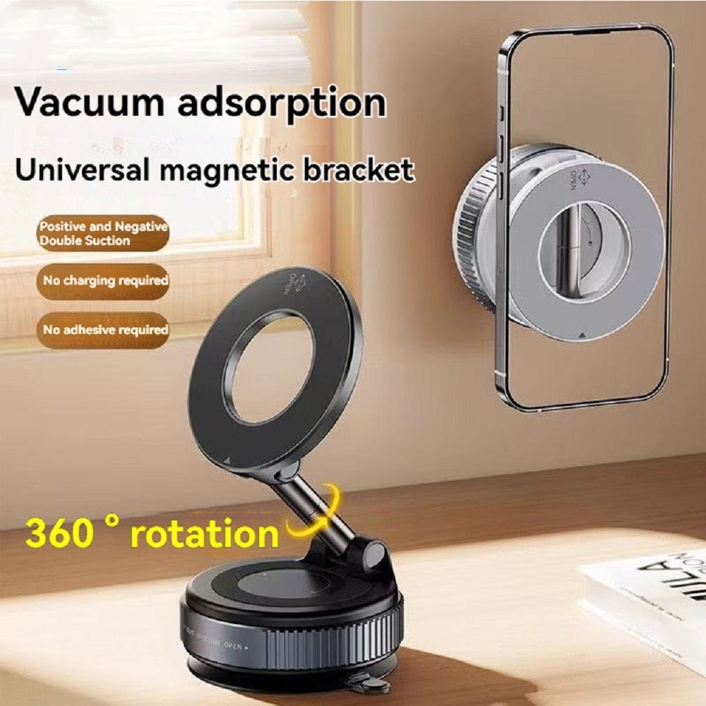 Magnetic Phone Holder With Vacuum Suction Foldable Adjustable Car Mount Magnetic Bracket Suction Nonslip For Busy Commuters - PawTeh